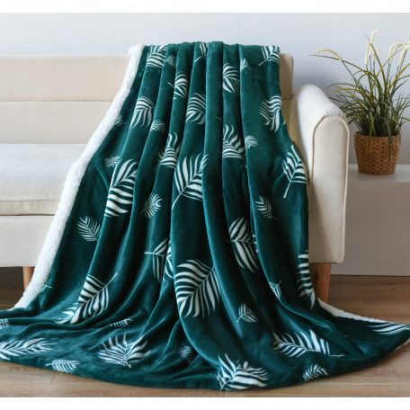 Naturtex pléd sherpa 150x200 cm zöld-fehér leveles 